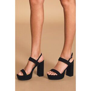 Lulus Acee Black Suede Platform Heels - Size 11